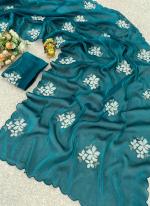 Jimmy Choo Teal Party Wear Sequins Work Saree